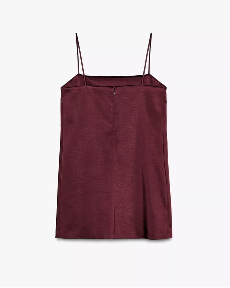 Zara Satin Burgundy/Maroon Mini Dress - Image 3