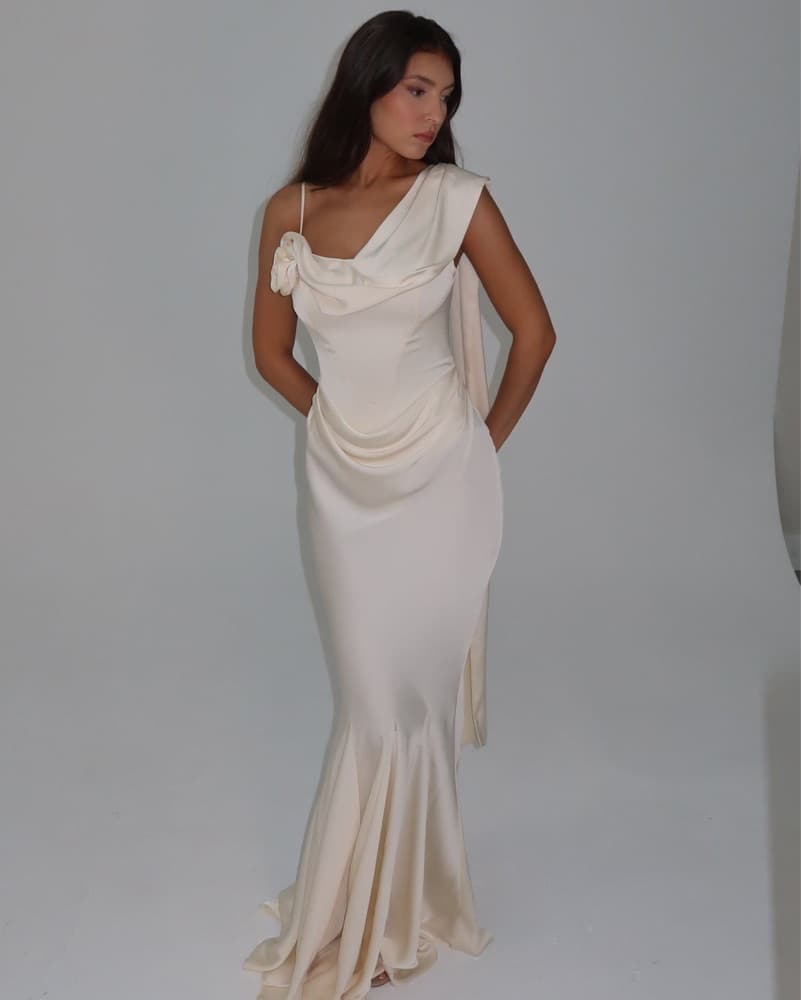 Leau Drape Satin Gown  - Image 1