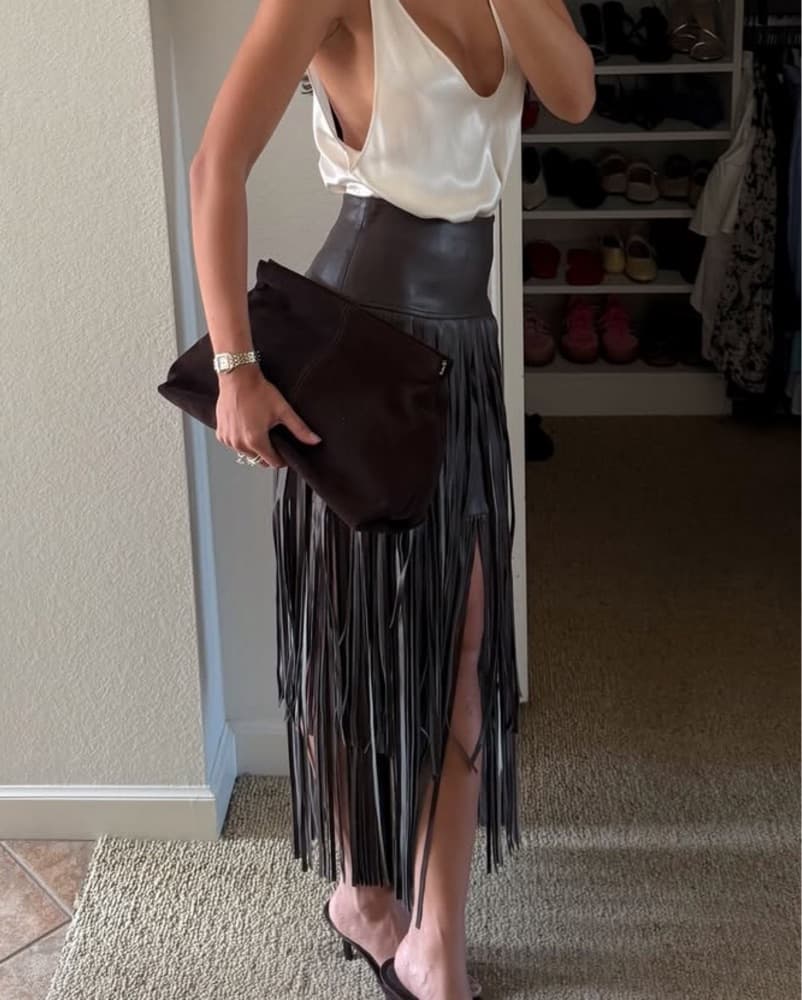 L’agence Karolina Fringe Skirt Brown - Image 4