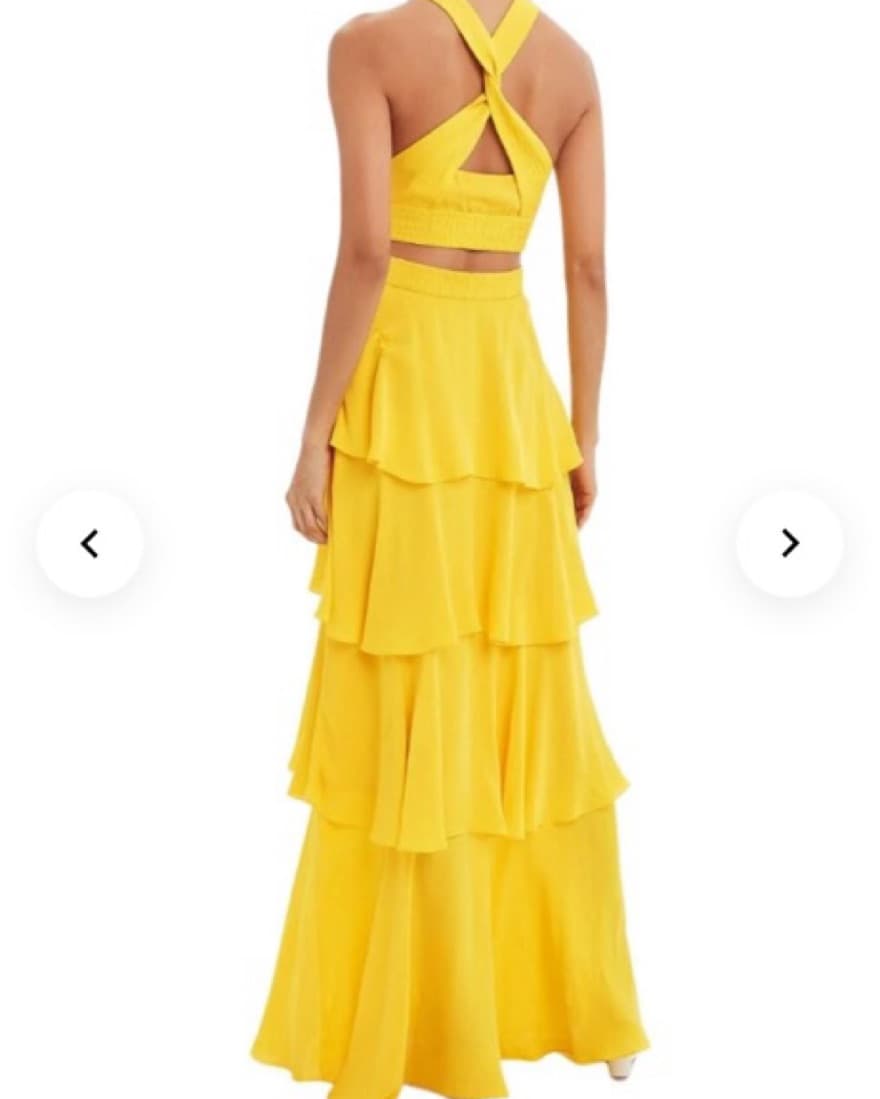 ALC Lita Silk Tiered Maxi Dress Yellow - Image 4