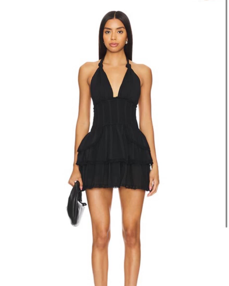 LoveShackFancy Halter Dress Black - Image 1