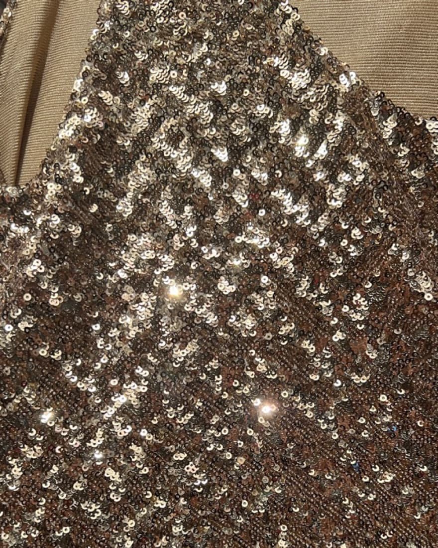 ZARA Gold Chevron Sequin Mini Dress - Image 3