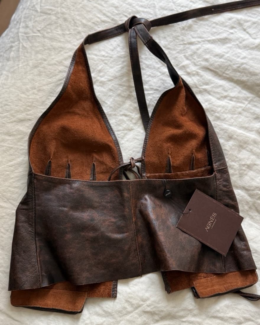 Leather Halter Top Vest - Image 3