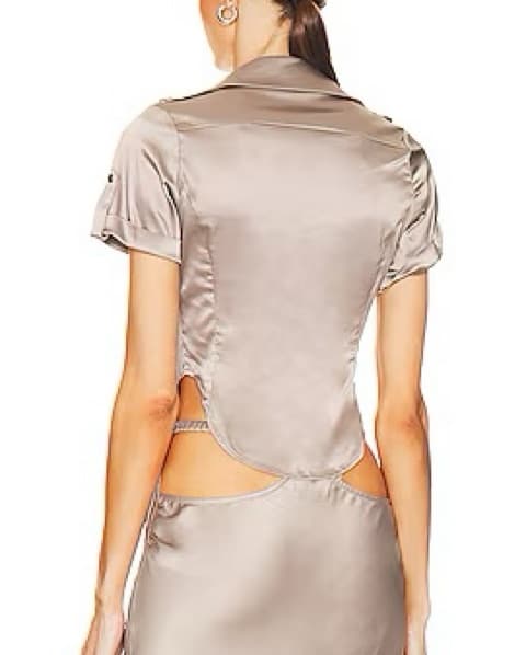 Miaou Button Down Corset Shirt in Silver - Image 6