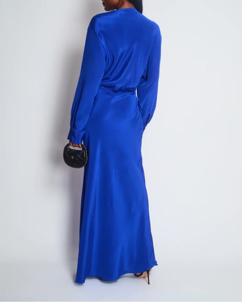 CHRISTOPHER ESBER BLUE LONG SLEEVE DRESS - Image 4