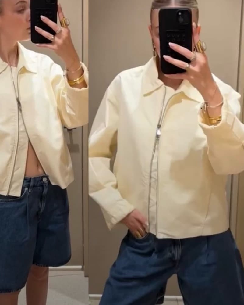Zara Butter Yellow Bomber Jacket - Image 4