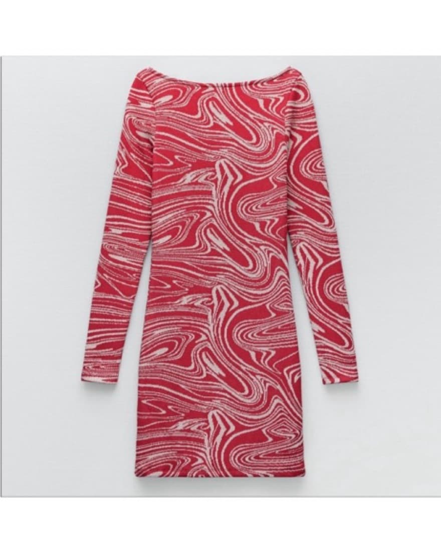 Zara Long Sleeve Jacquard Mini Dress - Image 4