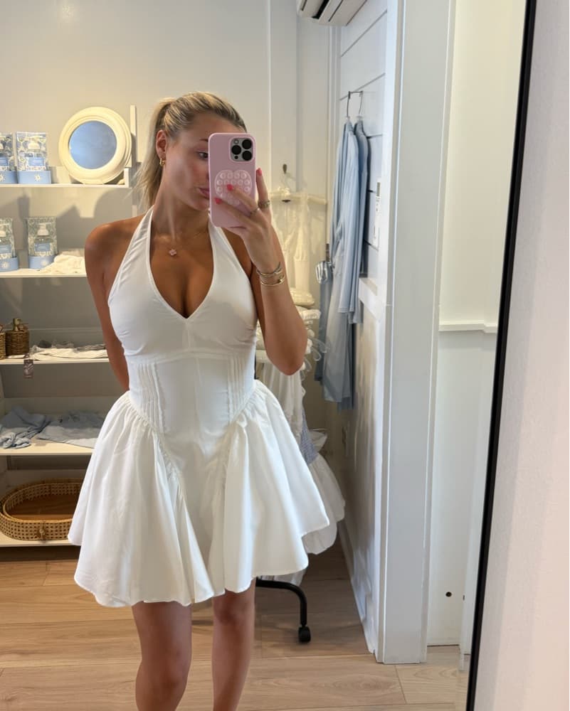White Marilyn Halter Mini Dress - Image 2