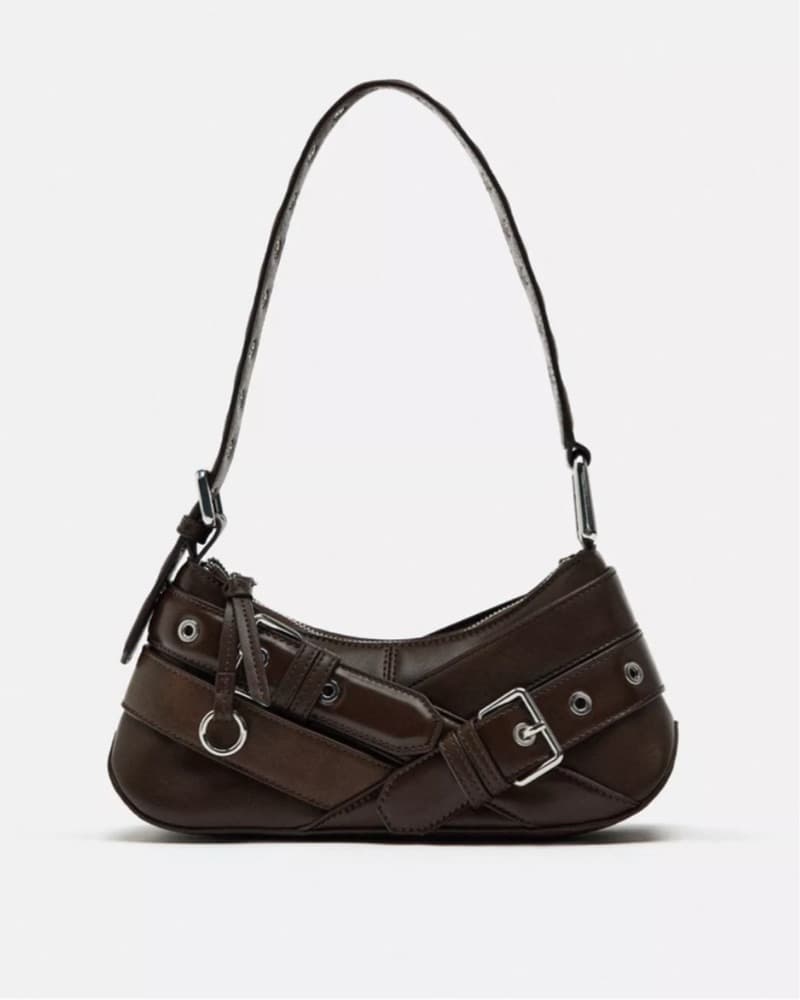 Zara Dark Brown Leather Shoulder Bag - Image 1