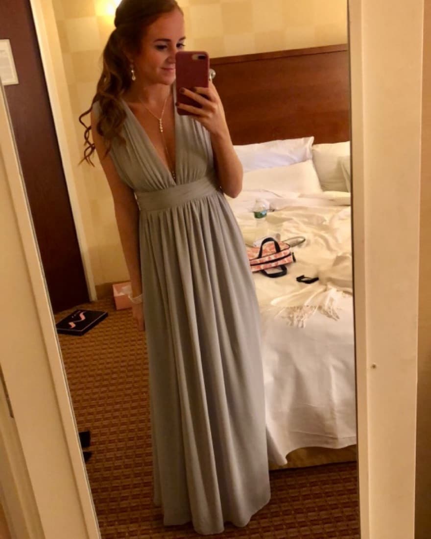 Lulus Light Grey Gown - Image 3