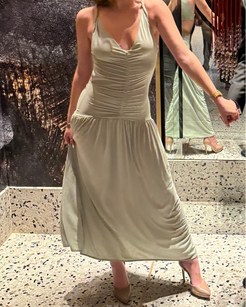 Mint Green Midi Dress – Open Back - Image 2