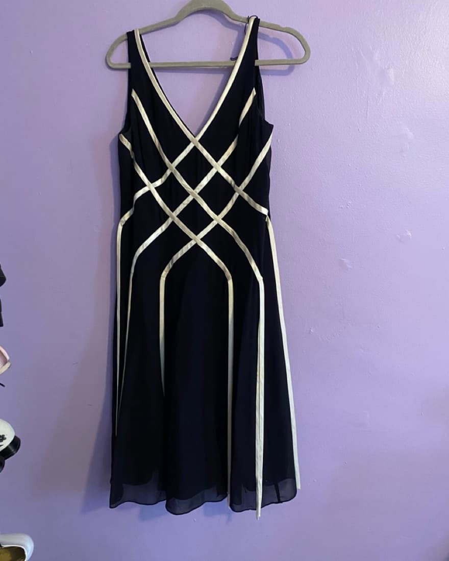 Vintage Black Tea Length Dress - Image 2