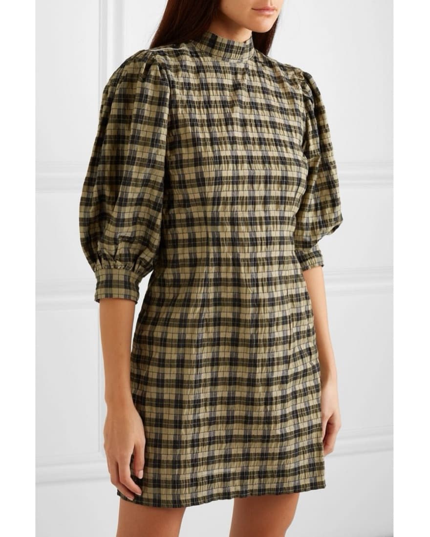 Ganni Charron Seersucker Plaid Dress - Image 2