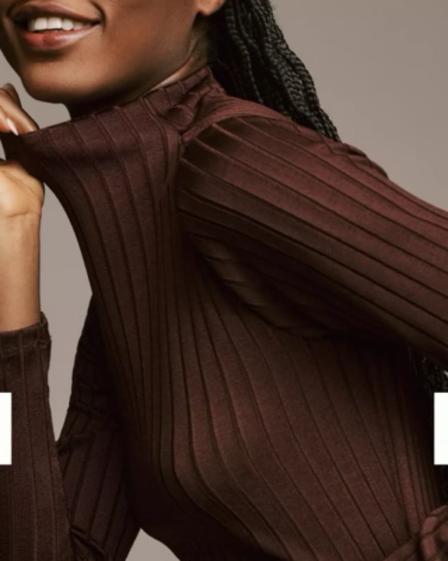  Ribbed Funnel Neck Midi Dress - Image 5