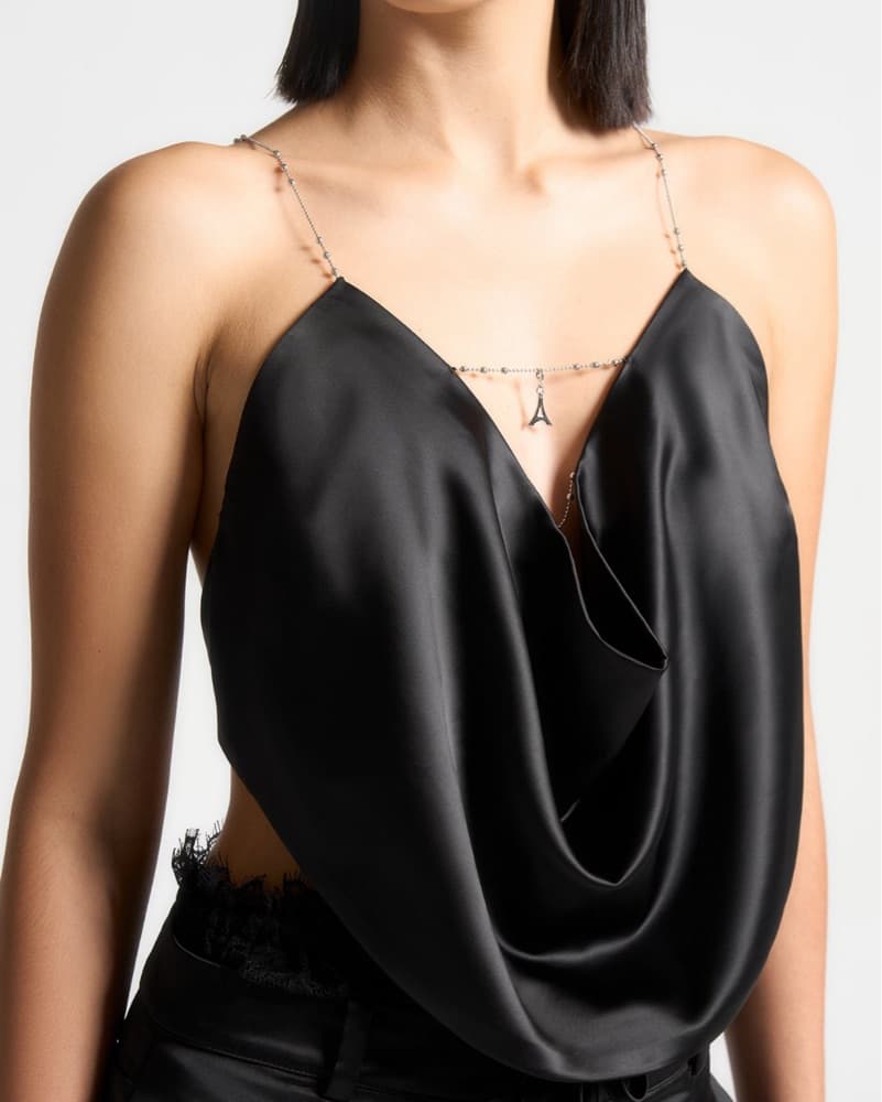 Maniere de Voir Satin Cowl Neck Top - Image 1