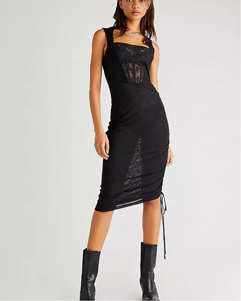 Alluring Lace-Accented Midi Dress - Image 3