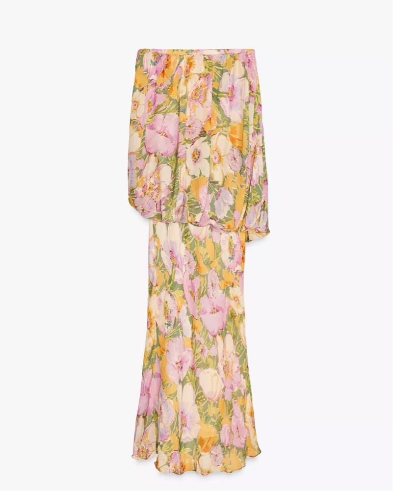 Zara Floral Strapless Dress - Image 1