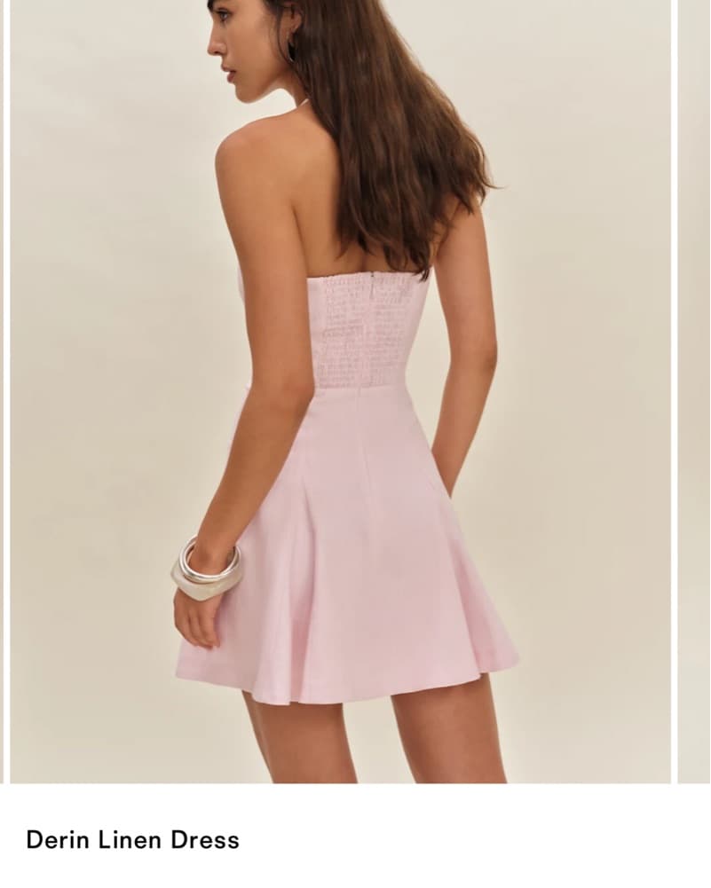 Reformation Pink Derin Linen Dress - Image 4