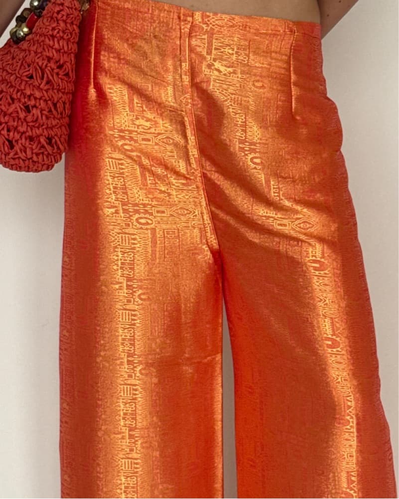JACQUARD WIDE-LEG WRAP TROUSERS ORANGE - Image 2