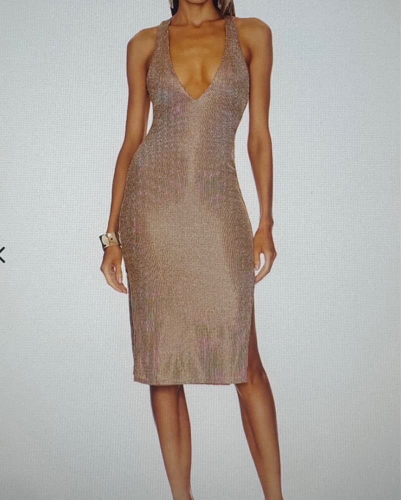 Gold Revolve Midi Dress - Image 1