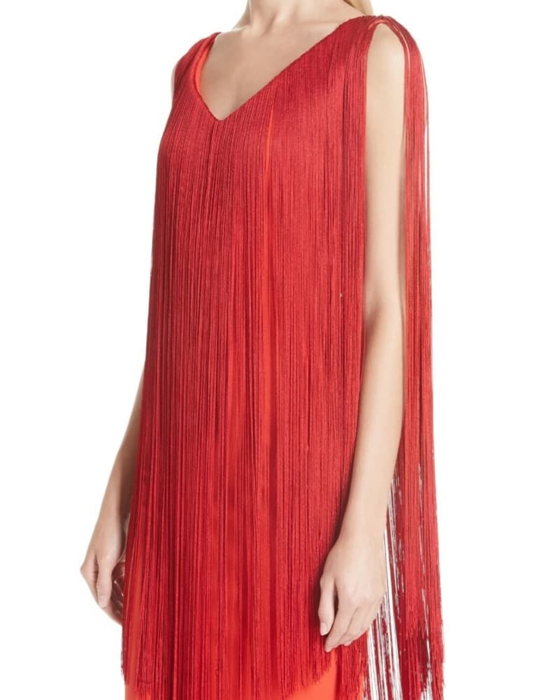 Chiara Boni Red Fringe Gown XS - Image 3