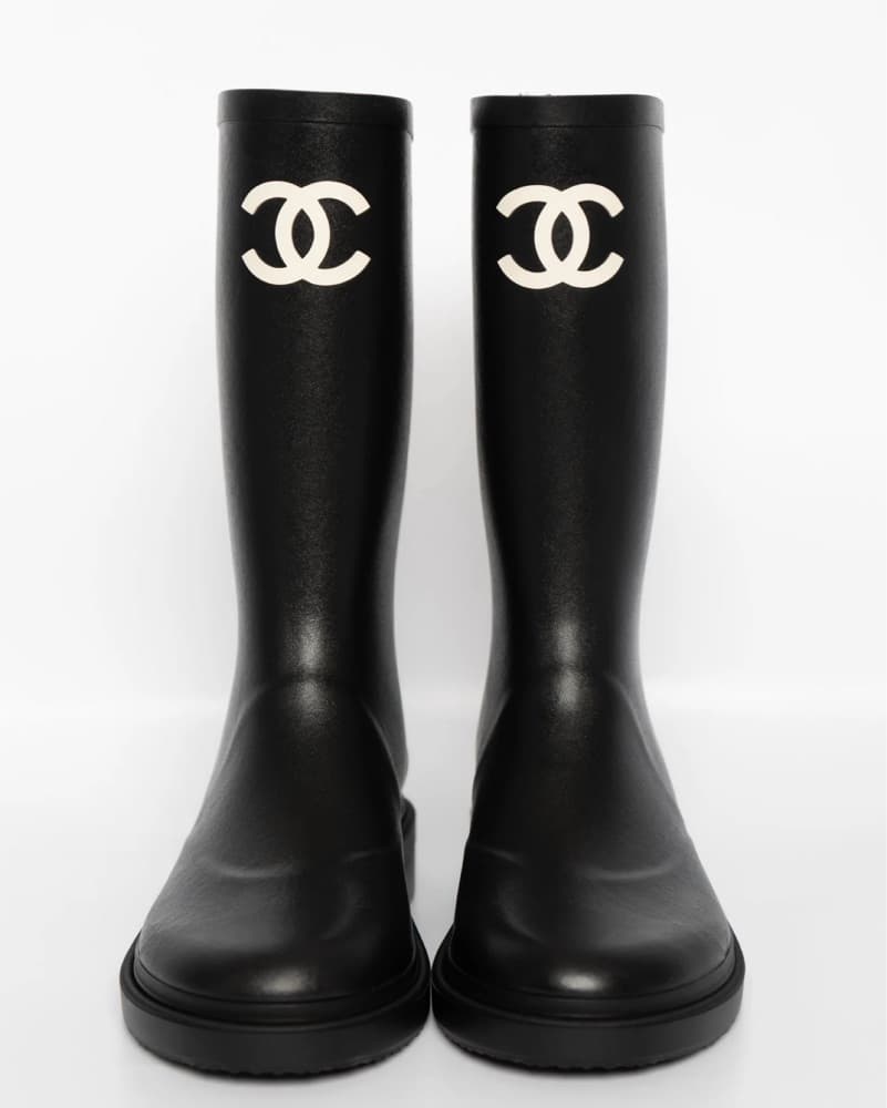 CHANEL Rain Black Boots - Image 1