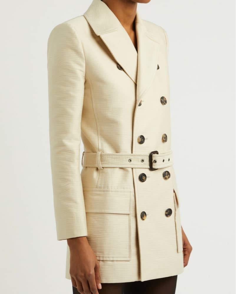 YSL Belted Double-Breasted Beige Coat - Image 2