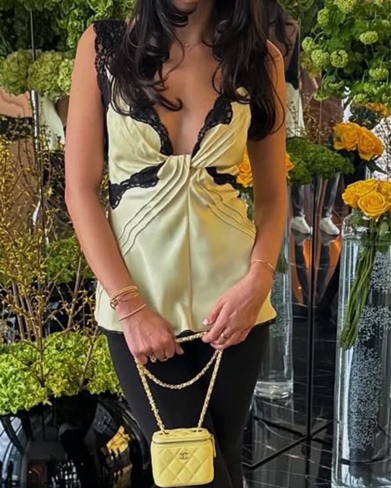 Paco Rabanne Yellow Lace Tank - Image 1
