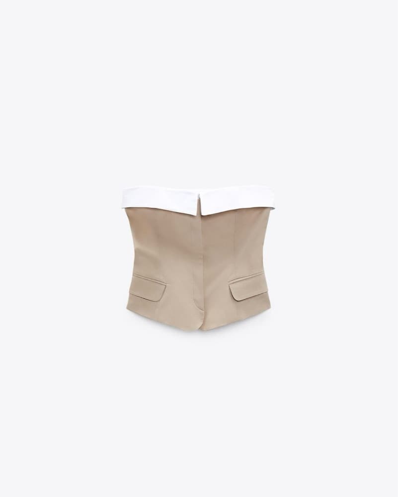 Sleek and Sophisticated Beige Bustier Top - Image 2
