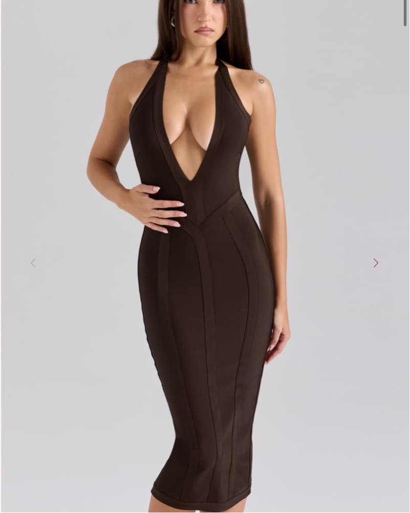 HOUSE OF CB BROWN BANDAGE DRESS - Image 1