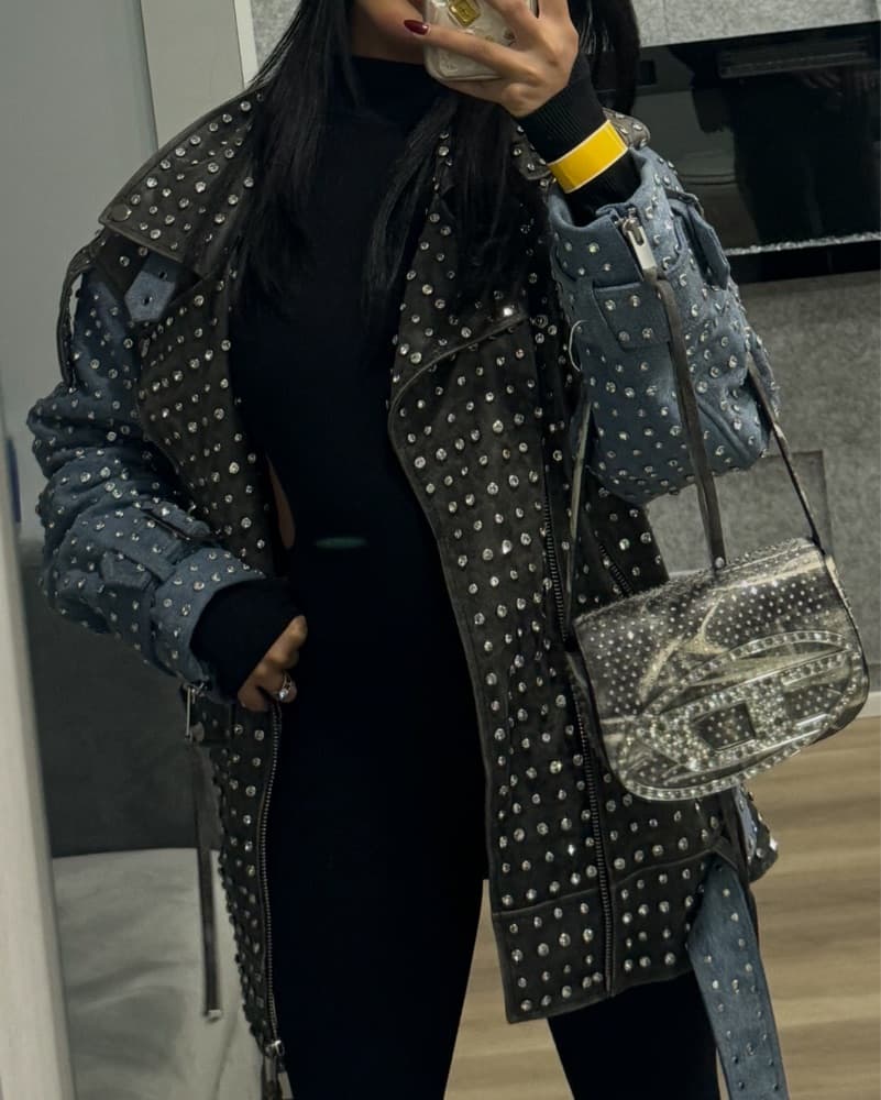 Luxury Studded Moto Jacket – Denim & Lea - Image 5