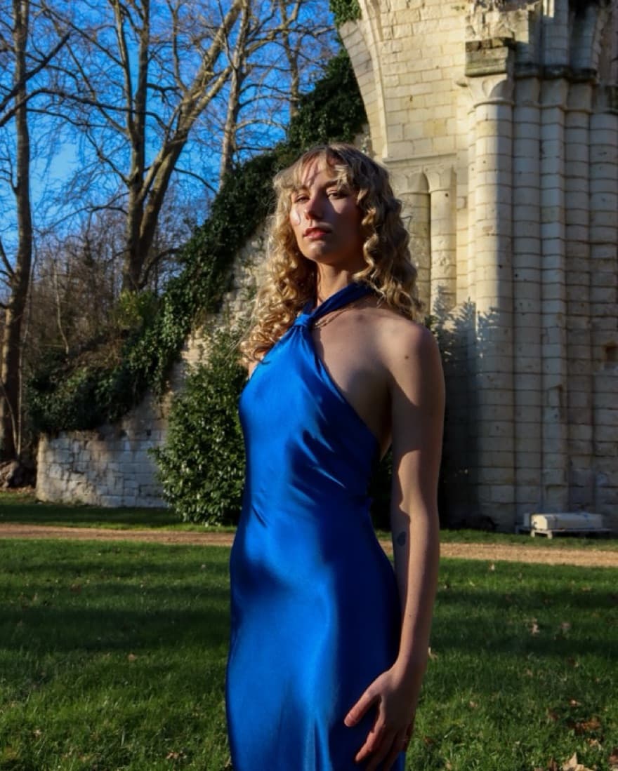 Nasty Gal Blue Satin Midi Dress - Image 3