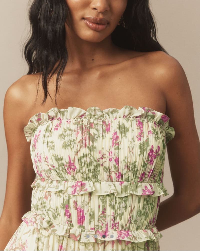 BHLDN Floral Chiffon Strapless Dress - Image 3