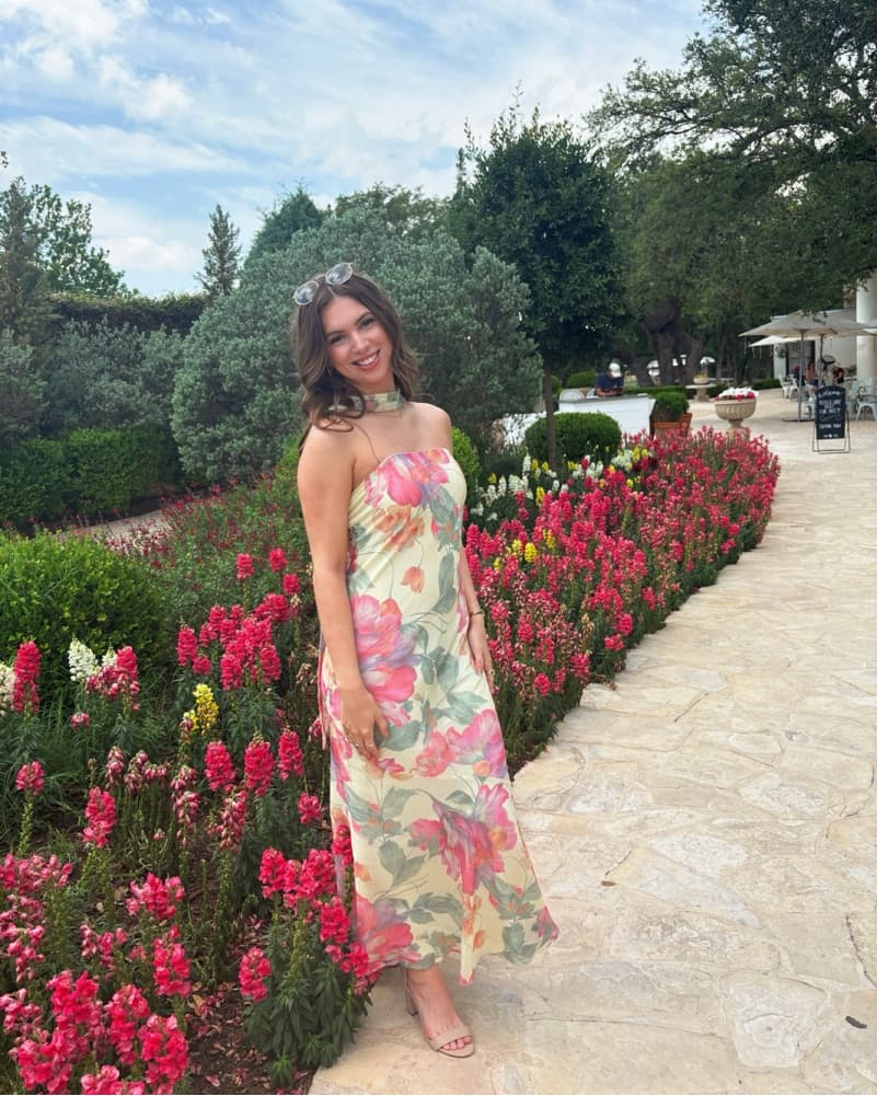 Vibrant Floral Maxi Dress with Scarf - Image 1