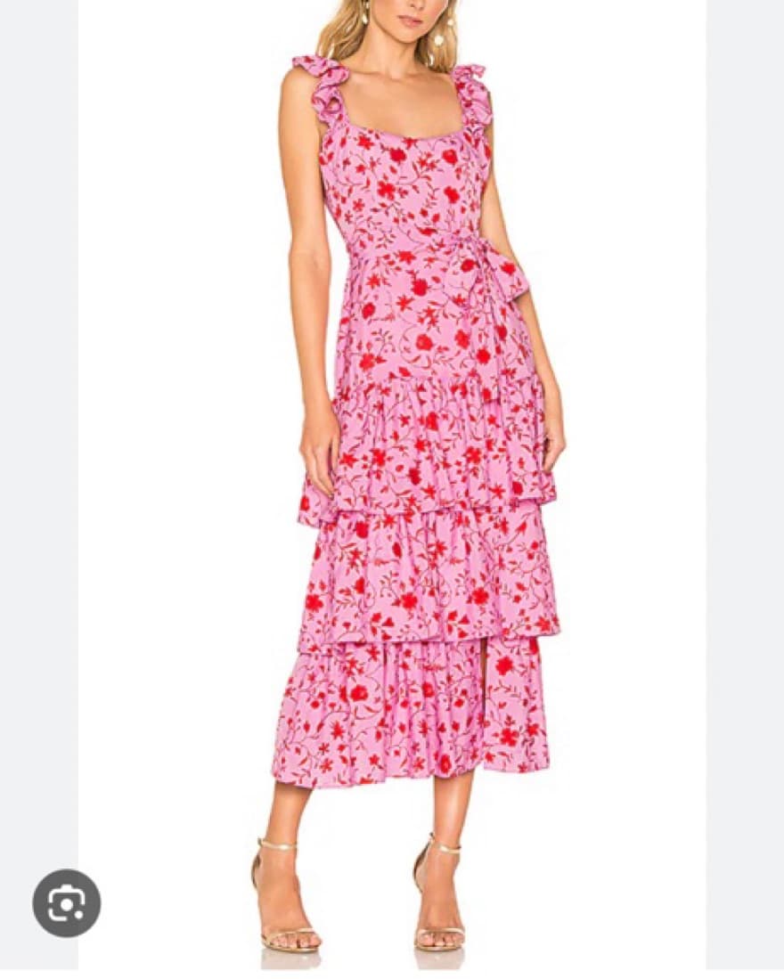 Likely Red And Pink Floral Dress - Image 3