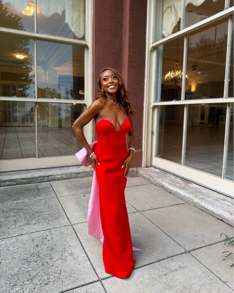 Vera Satin Maxi Dress With Bow - Image 1