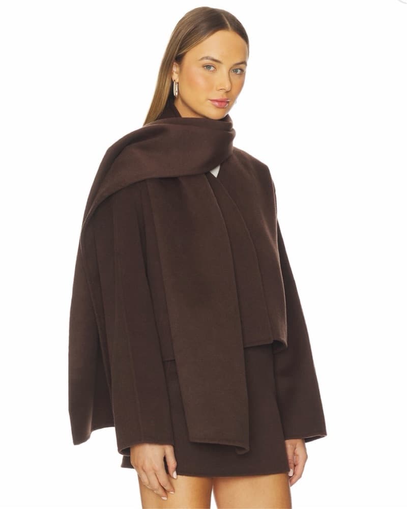 L'Academie Chocolate Brown Scarf Jacket - Image 4