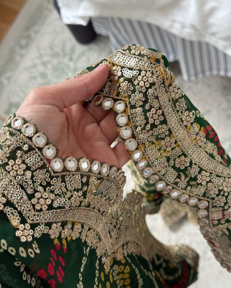 Green Indian Dupatta/Chunni - Image 6