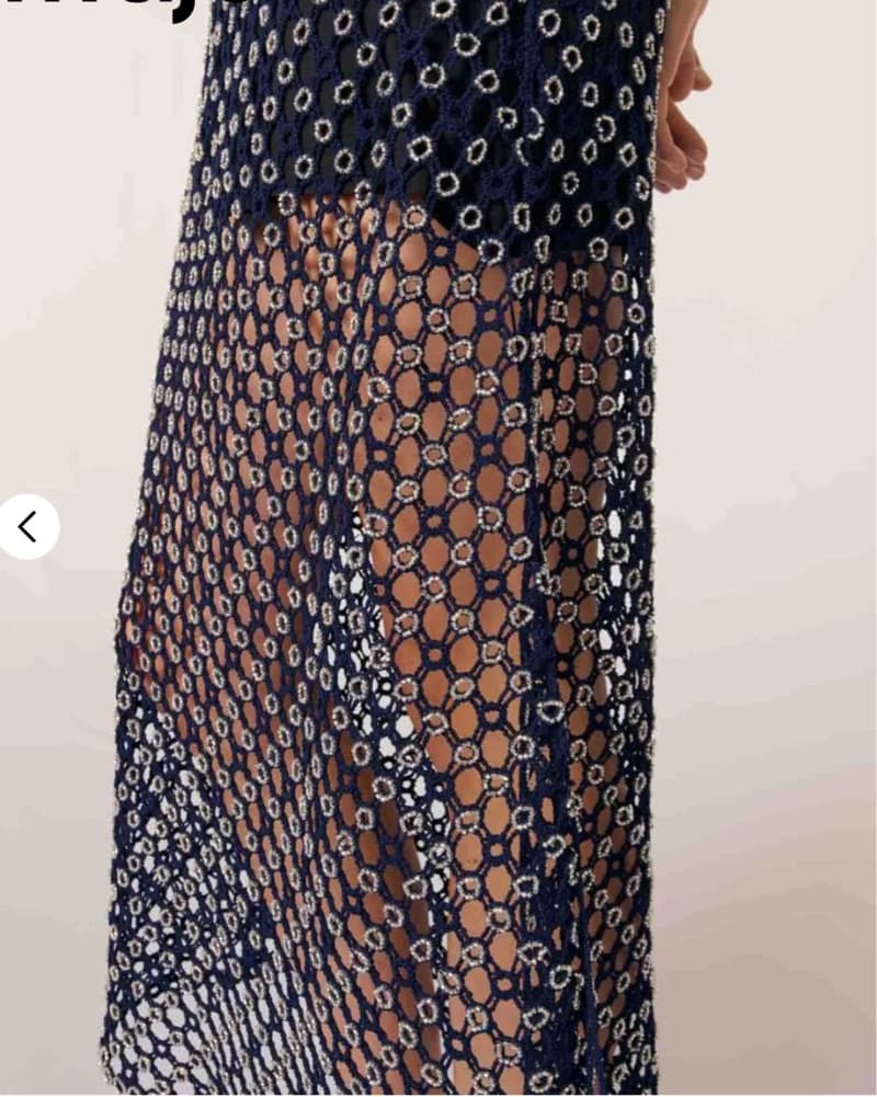 Maje Navy Knit Embellished Gown - Image 3