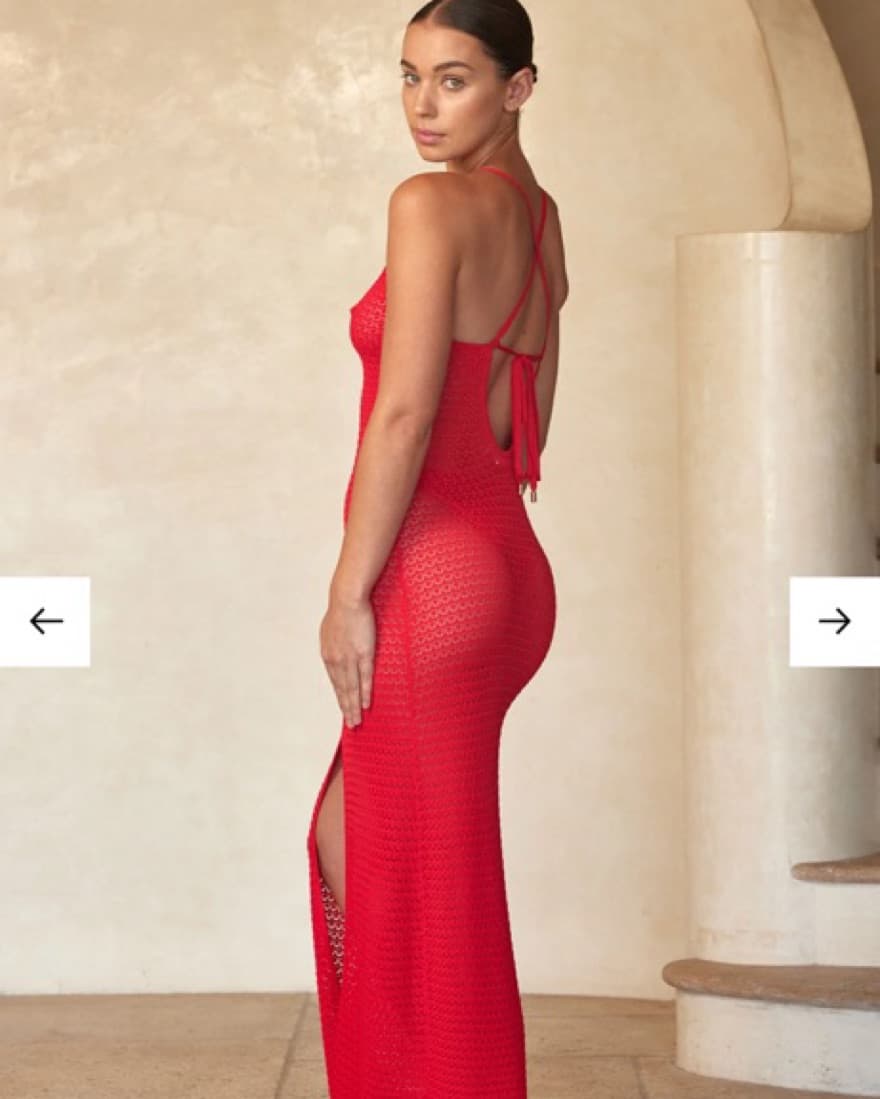 Monday Swimwear Red Crochet Dress - Image 5