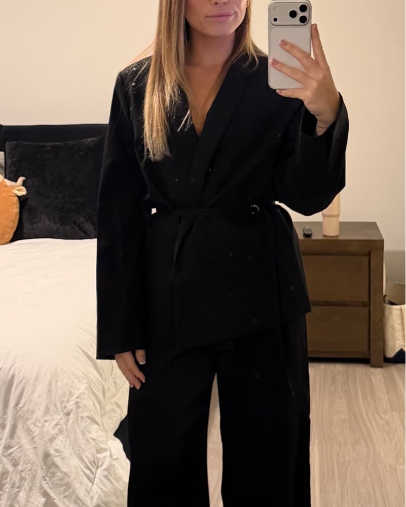 H&M Black Belted Jacket - Image 3
