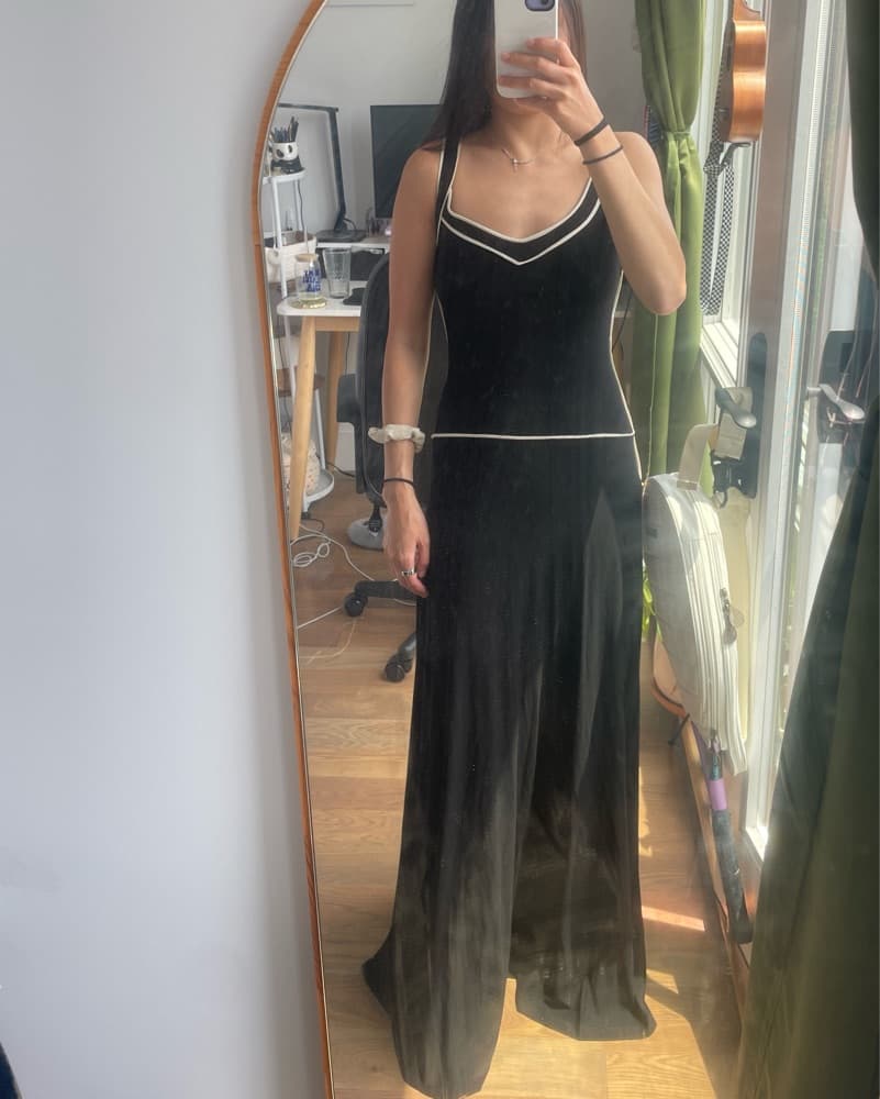 Isabel De Pedro Black Dress White Piping - Image 1