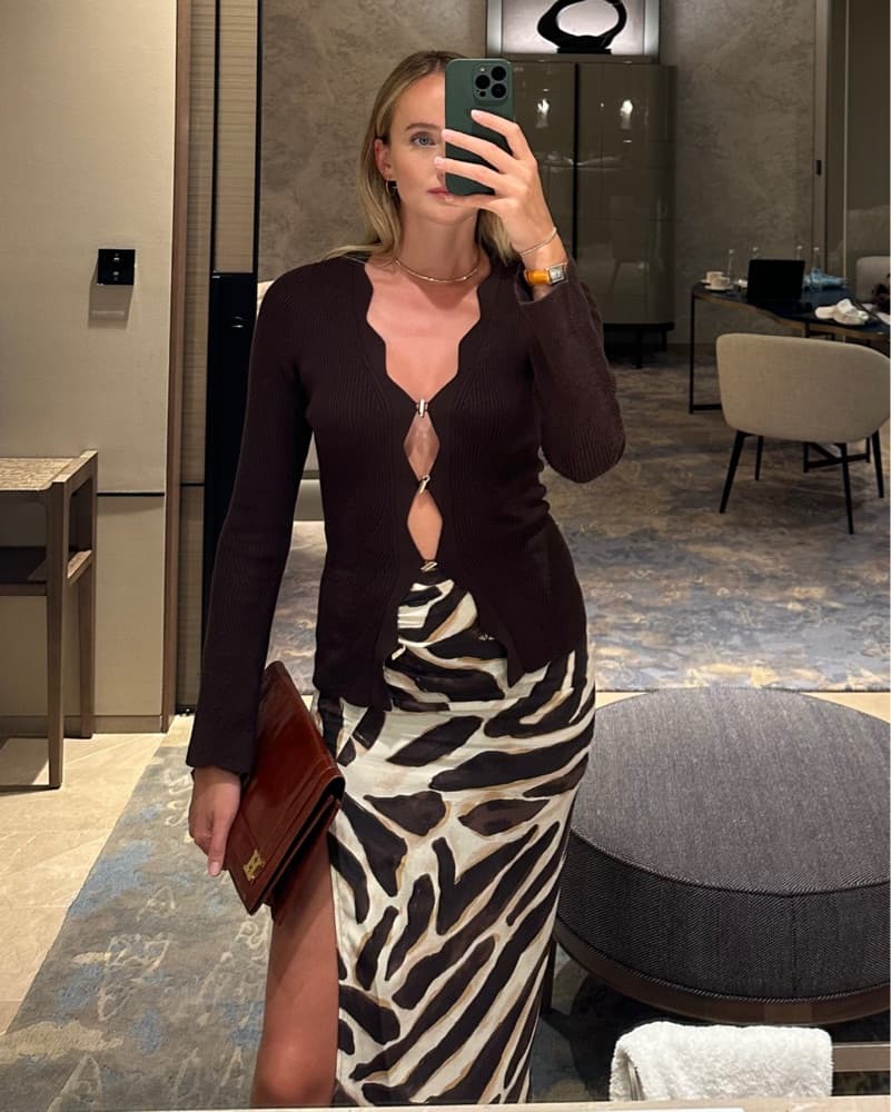 Animal Print Zebra Midi Skirt Pencil - Image 1
