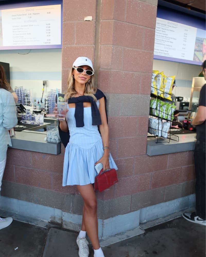 Blue And White Stripe Mini Corset Dress - Image 3