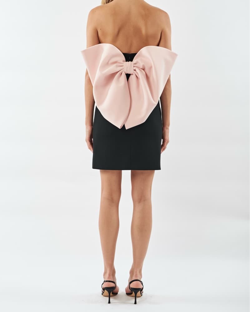 Black and Pink Bow Mini Dress - Image 3