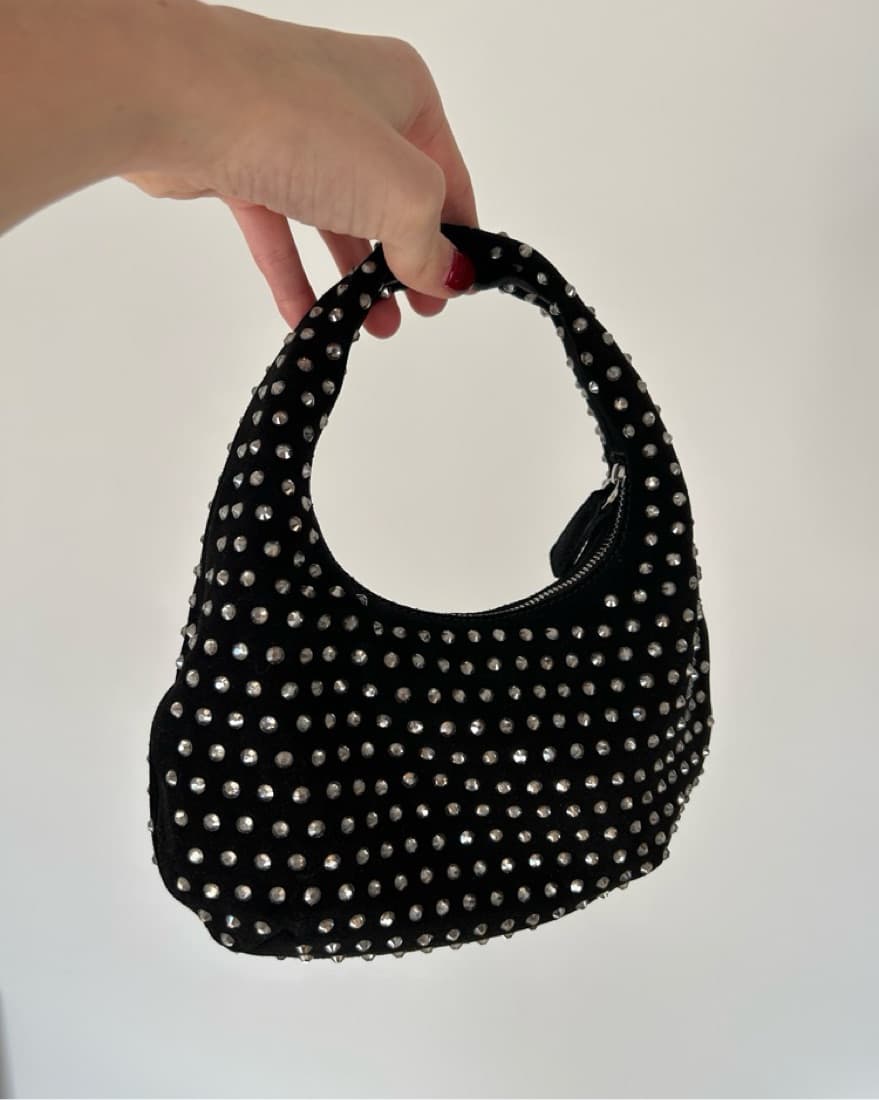 Madewell Mini Tote, Black Suede & Stones - Image 3