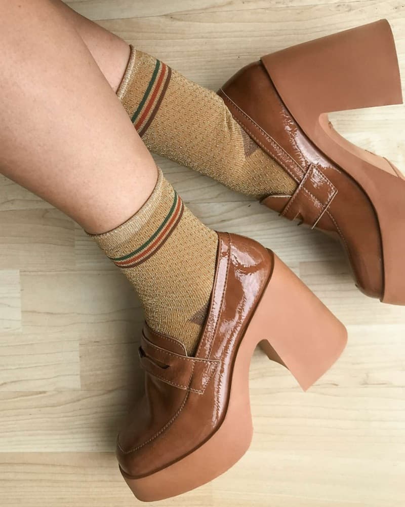 Patent Leather Heeled Penny Loafers - Image 2