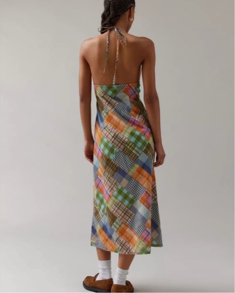 UO Patchwork Halter Midi Dress - Image 3