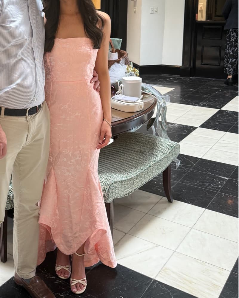 Satin Jacquard Dress - light pink  - Image 2