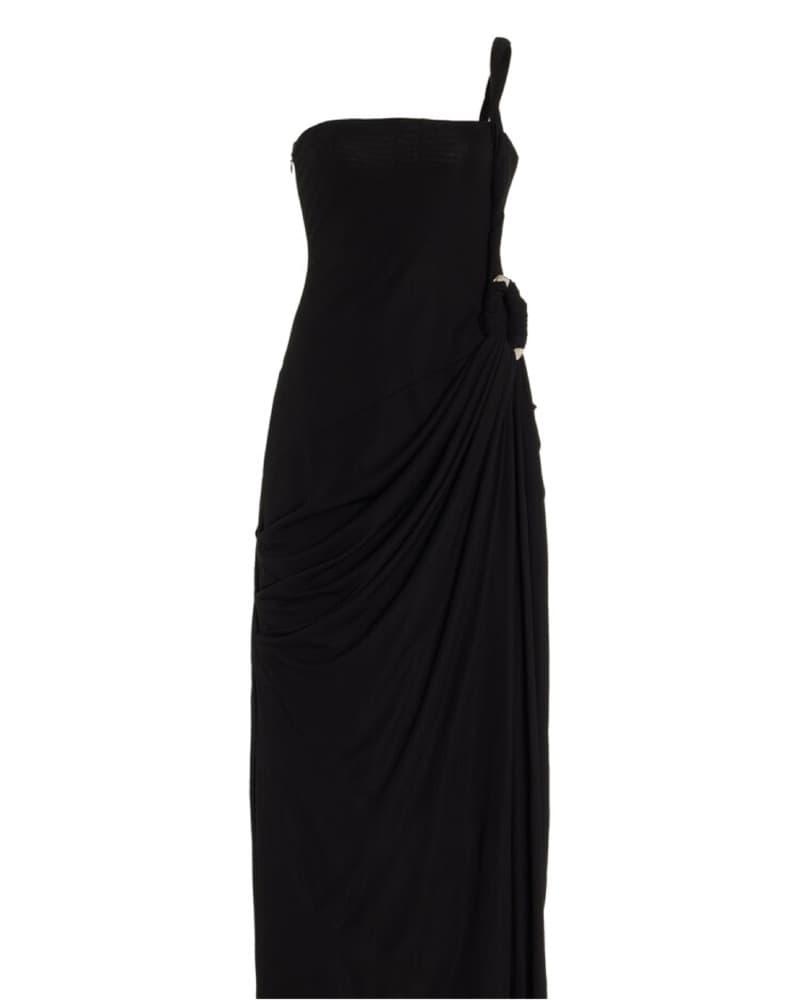 Black SIMKHAI Twisted One-Shoulder Gown - Image 3